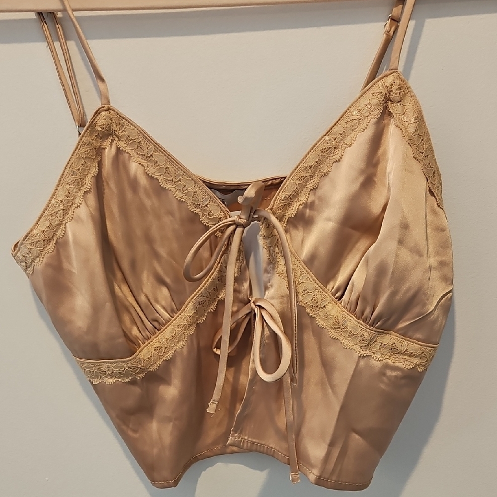 Elegant Rose Gold Lace Trimmed Camisole